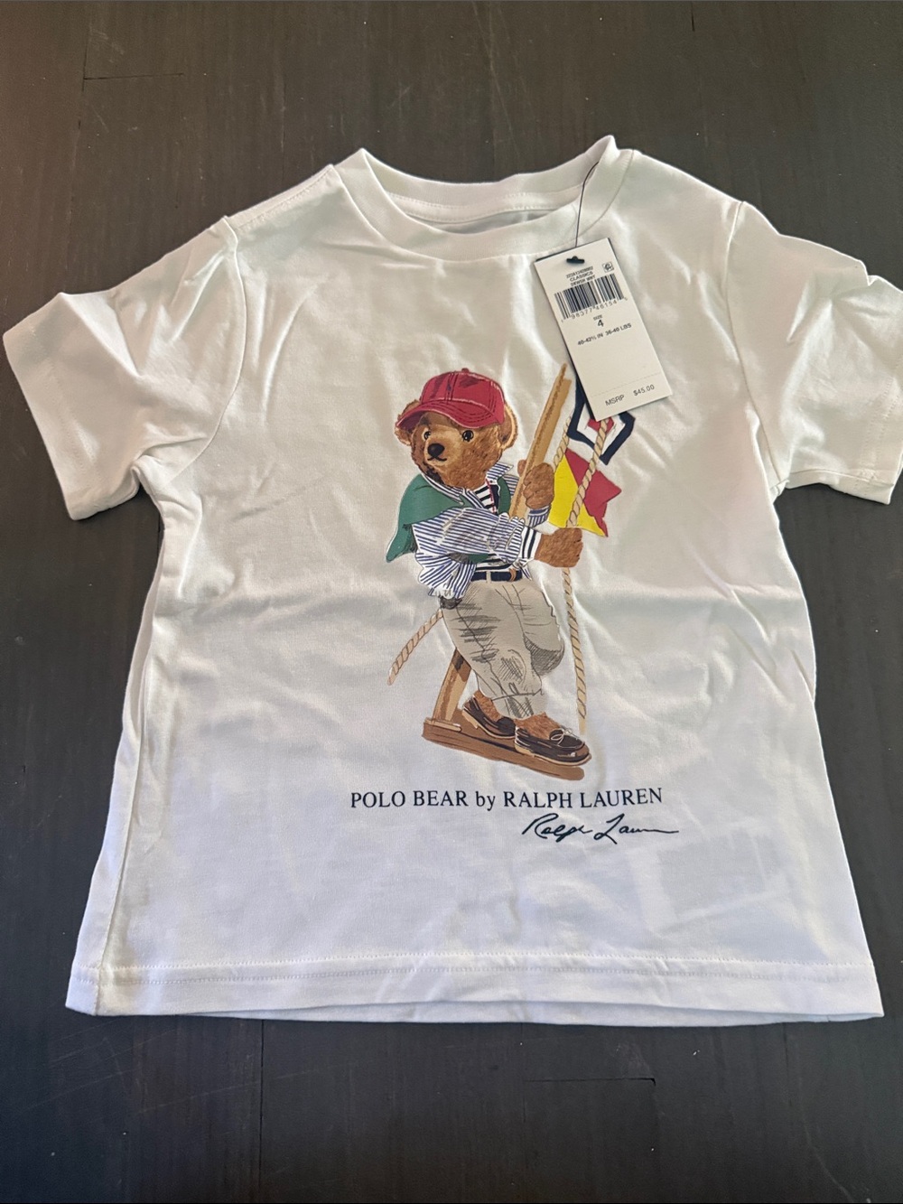 Polo by Ralph Lauren White Polo Bear Graphic Tee with Red Cap